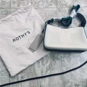 Rothy's White and Green Shoulder Bag with Textured Design